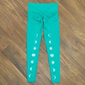 teeki Pants - Teeki green phases of the moon yoga leggings small teeki Pants - Teeki green phases of the moon yoga leggings small